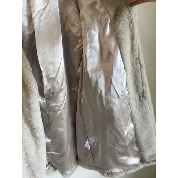 Time And Tru Large Ultra Soft Teddy Faux Fur Trench Coat Beige Cream Mob Wife - Picture 9 of 16